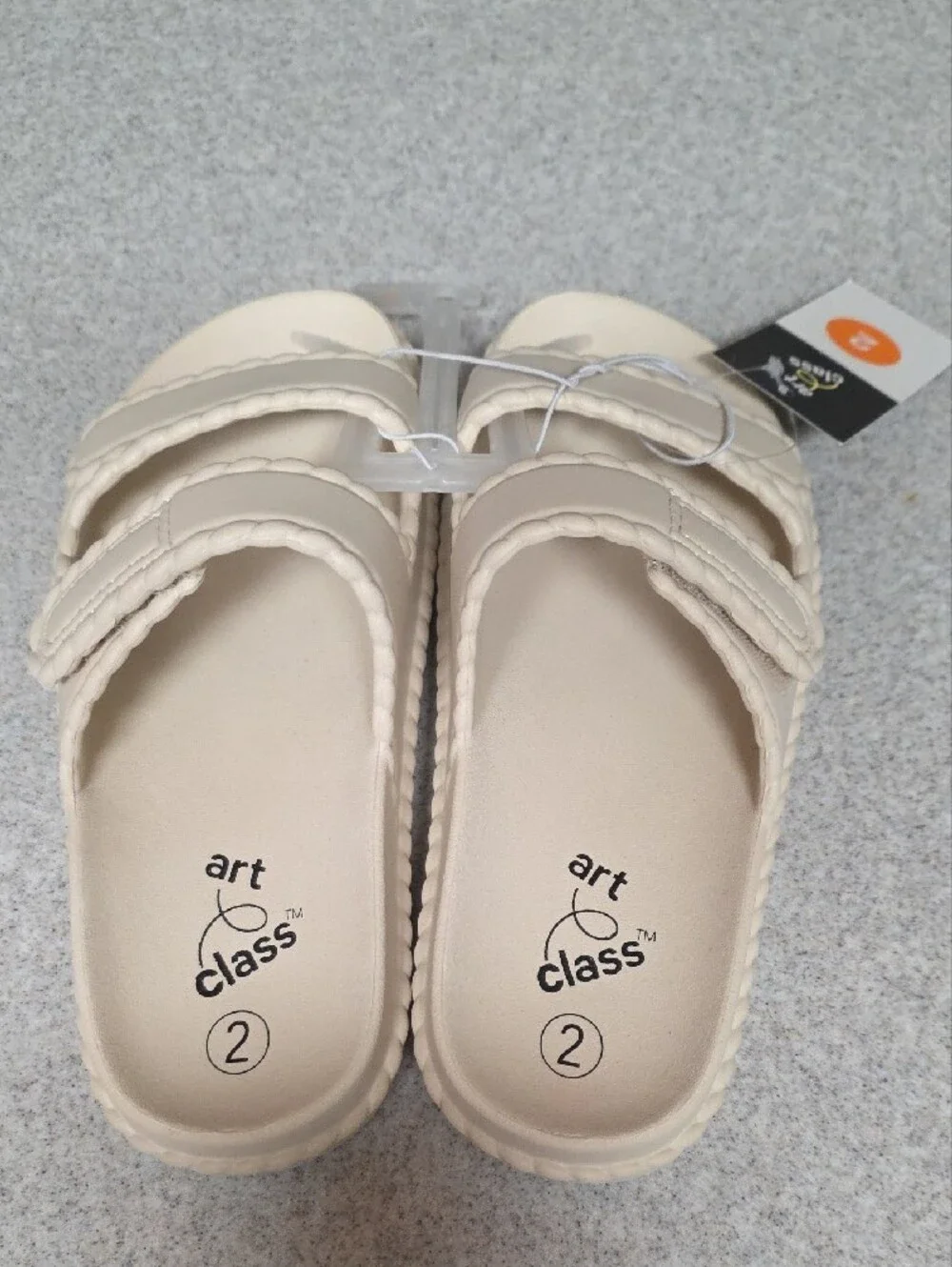 art class Beige Braided-Trim Slide Sandals for Kids